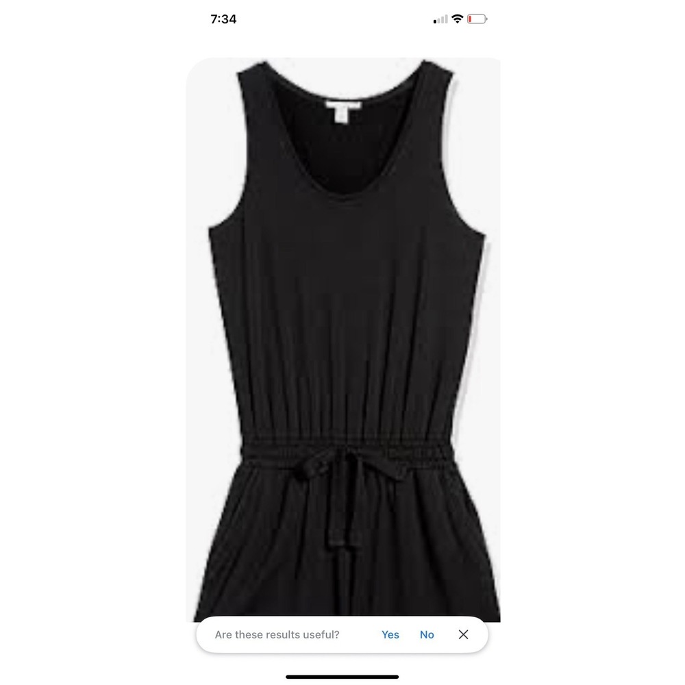 Daily Ritual Soft Terry Sleeveless‎ Scoopneck Wide Leg Jumpsuit Black Size Large